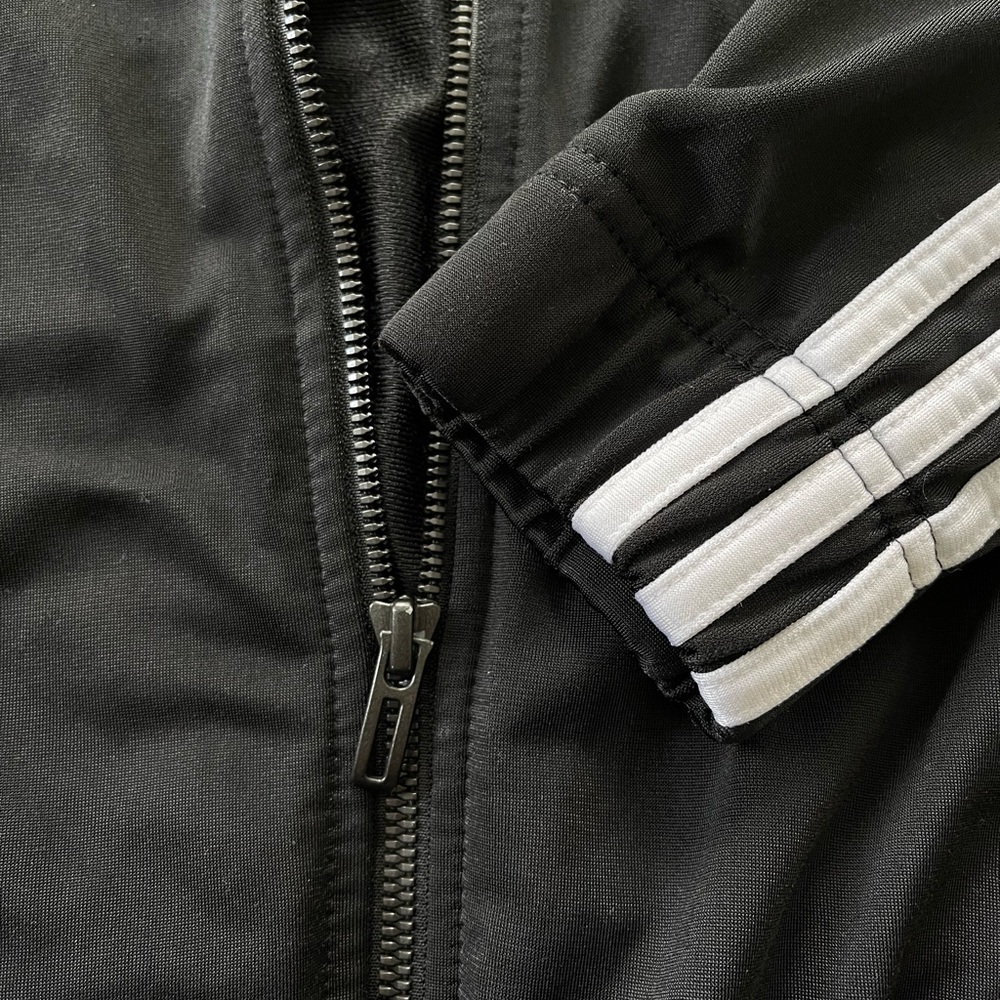 Adidas black WMNS essential warm-up slim 3-stripes track top size Small